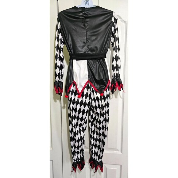 Sinister Jester Skeleton Costume Creepy Scary Killer Horror Halloween Kids MD - Picture 5 of 5